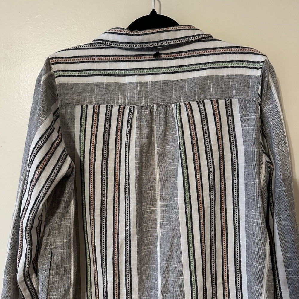 Soft Surroundings Floral Embroidery Top Paisley Tunic Stripe Pocket Roll Tab M‎ - Picture 12 of 16